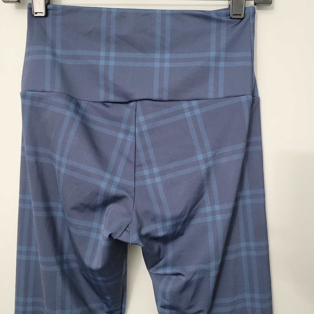 Onzie Blue Plaid Hugh Rise Midi Leggings - Picture 7 of 10